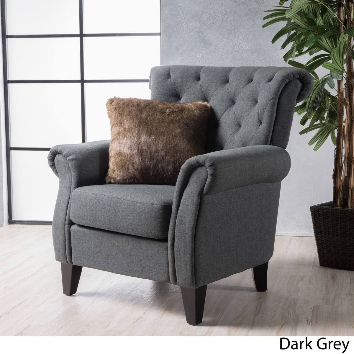 Grey Tufted Fabric Club Chair V941
