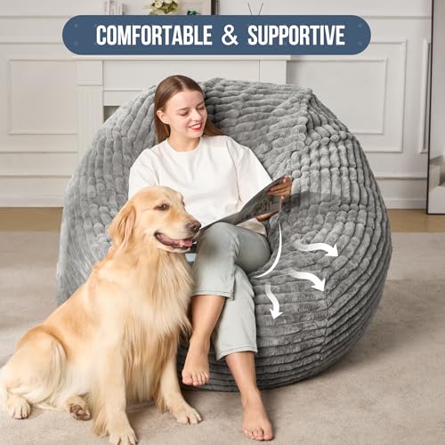 5ft Black Plush Bean Bag Chair T485147
