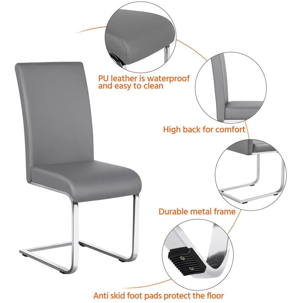 Set of 2 Light Gray PU Leather Dining Chair M479283