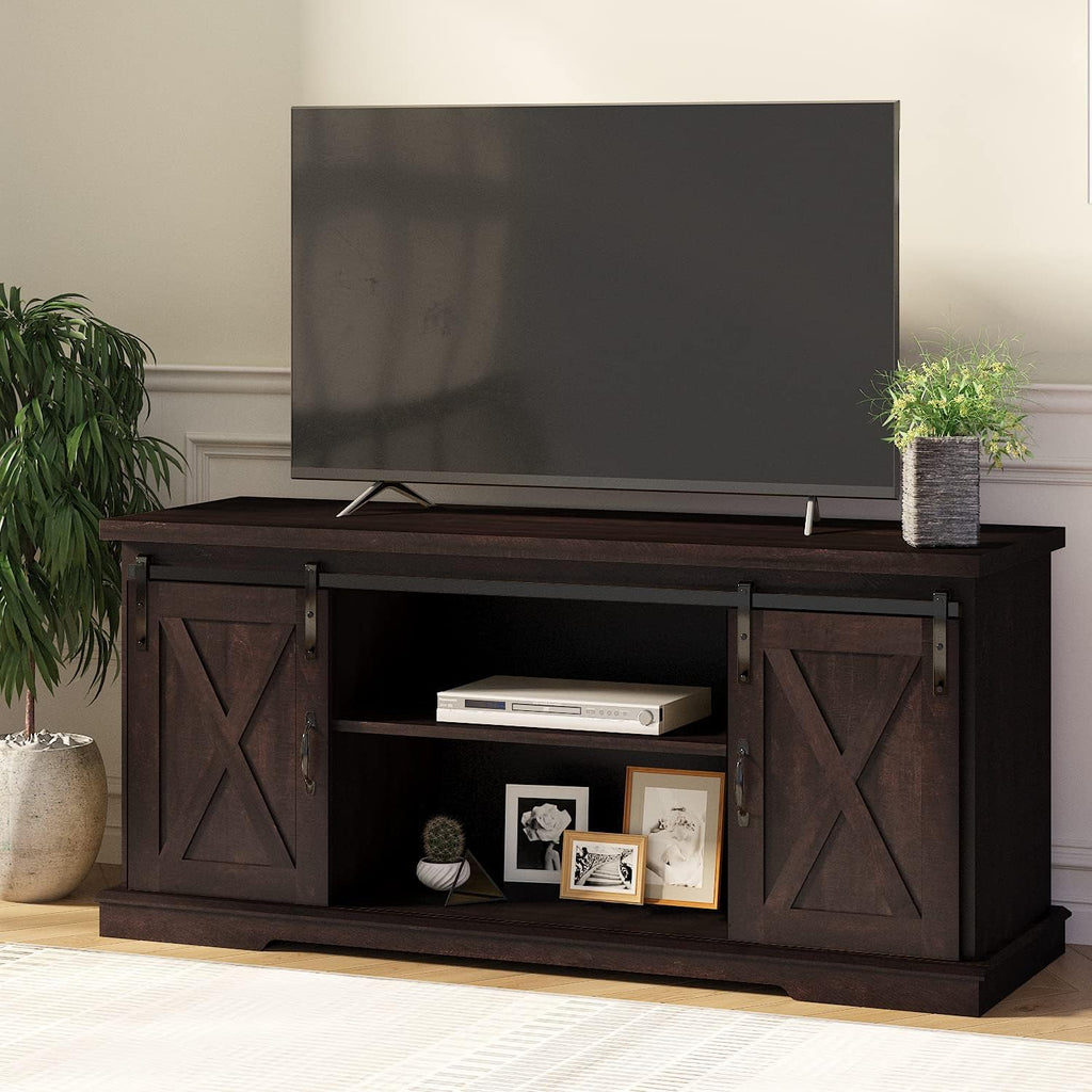 58'' Rustic TV Stand with Sliding Barn Doors T301781