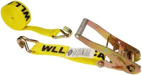 Yellow 2 Inch x 27 Foot Ratchet Straps with Double J Hooks 10 Pack G238508