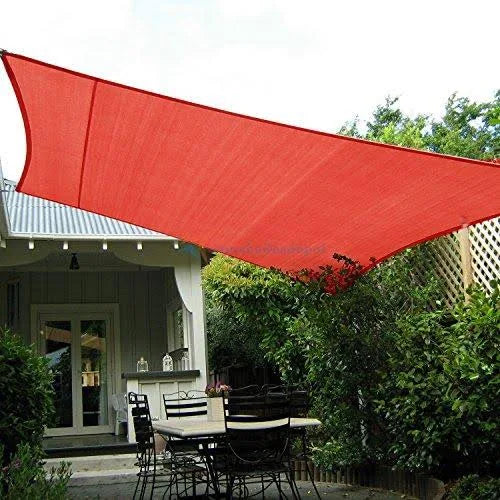 17 x 17 Sun Shade Sail Square Permeable Canopy Red C99547