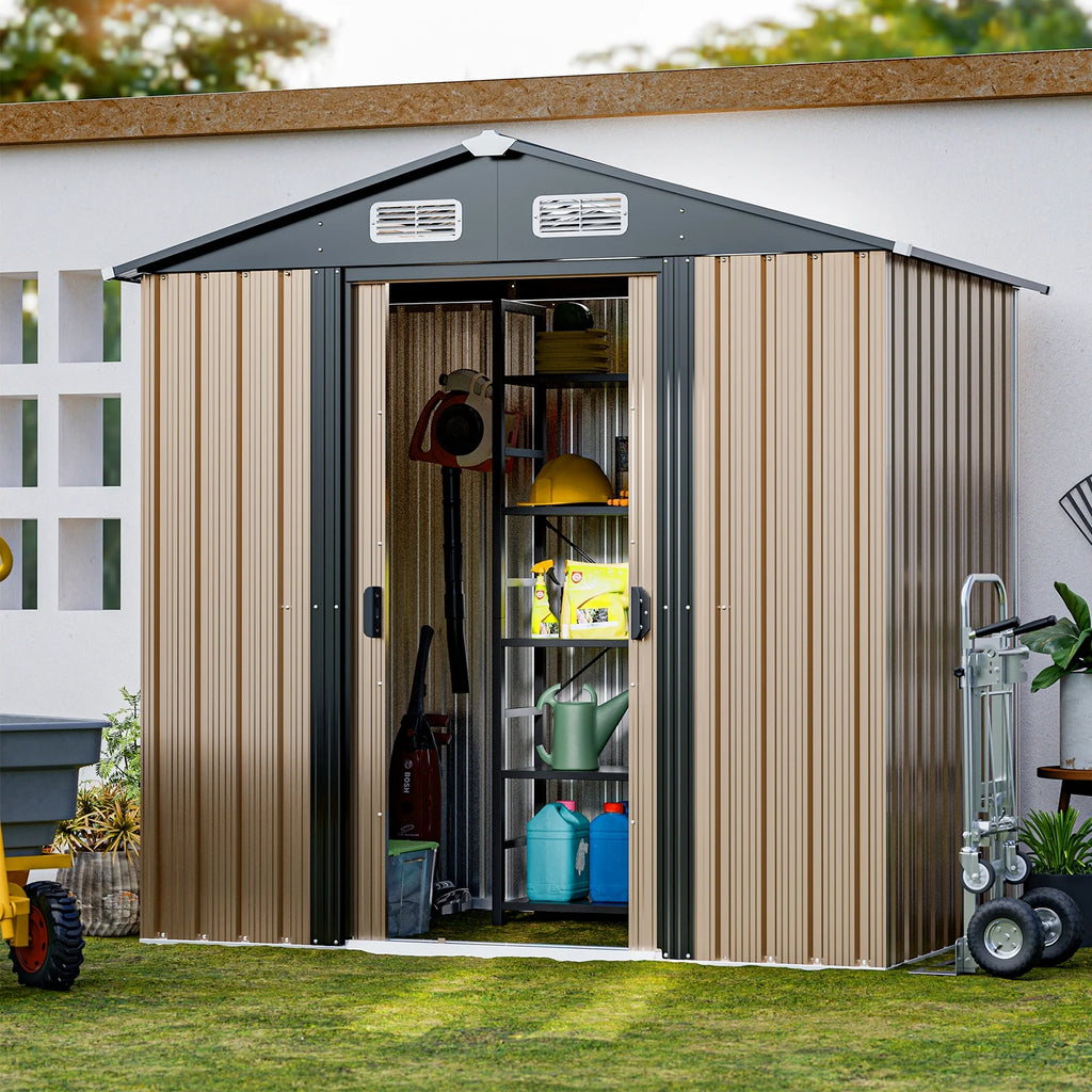 6 x 4 FT Waterproof Metal Outdoor Storage Shed F5684