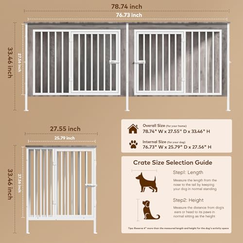 63 Inch Wooden Dog Cage with Divider S4391