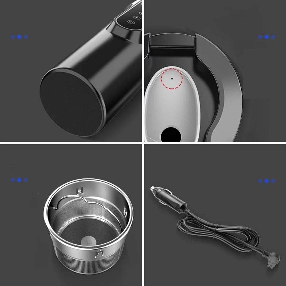 12V 24V Heated Water Cup Electric Kettle LCD Display X7503