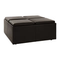 Espresso Faux Leather Storage Cocktail Ottoman V4630