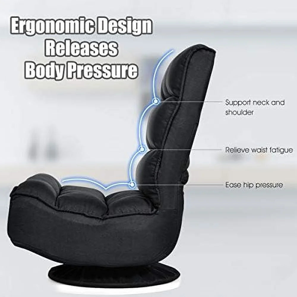 Folding Swivel Floor Chair with 6 Positions Adjustable N377
