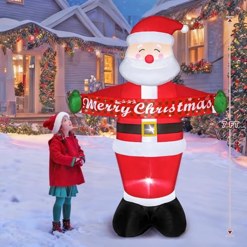 7FT Christmas Inflatable Santa Claus with Built-in LED Lights I977753