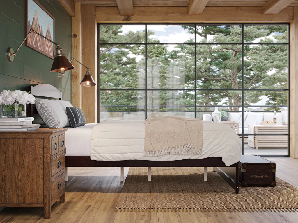 Queen Wood Platform Bed Frame with Headboard and Footboard M11418