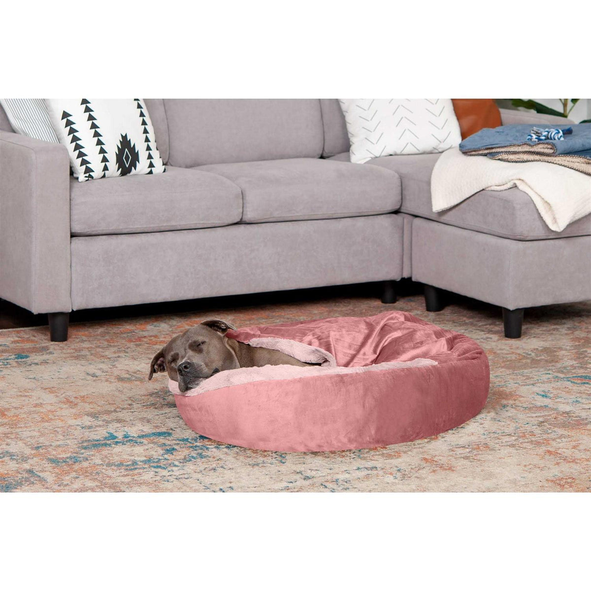 Velvet Faux Fur Hooded Donut Bed Y2760