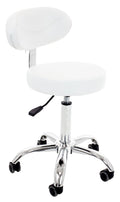 White Hydraulic Stool with Backrest X91396