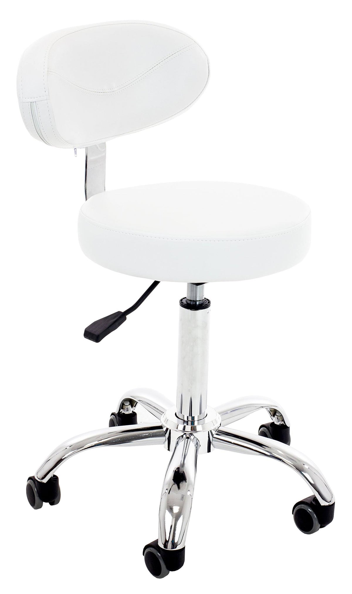 White Hydraulic Stool with Backrest X91396