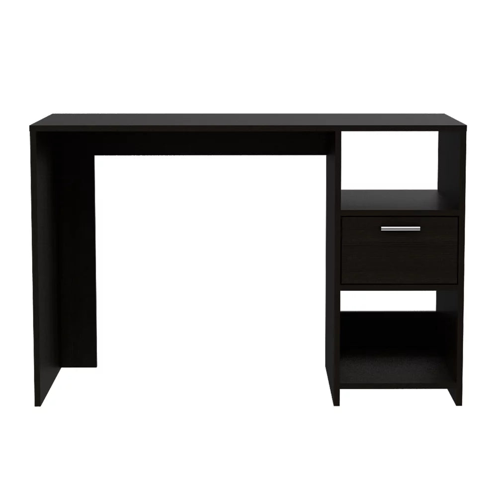 Black Computer Desk with 1 Drawer and 2 Shelves L1688