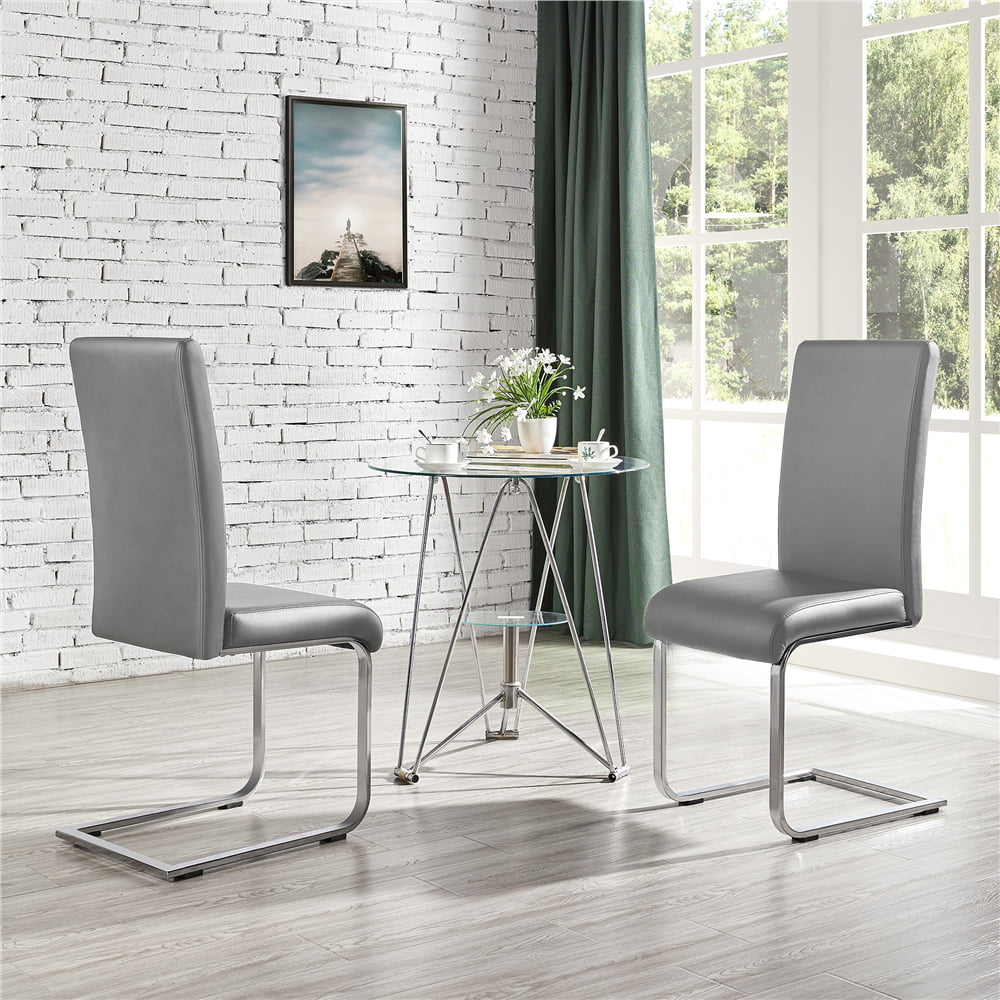 Set of 2 Light Gray PU Leather Dining Chair M479283