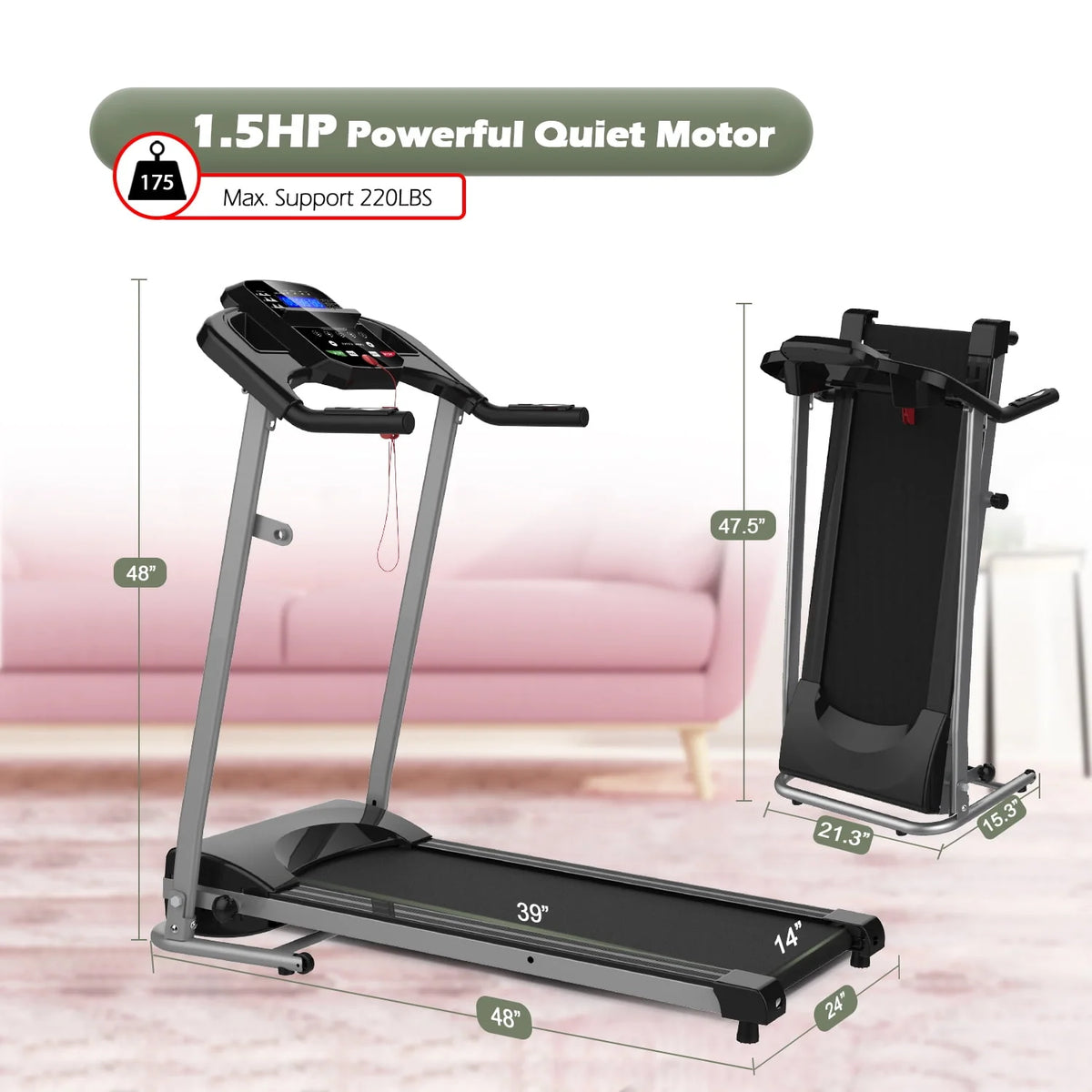 2.5HP Folding Treadmill with Incline Y842974
