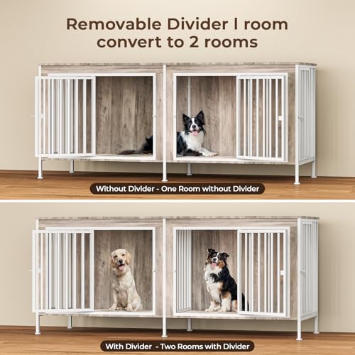 63 Inch Wooden Dog Cage with Divider S4391