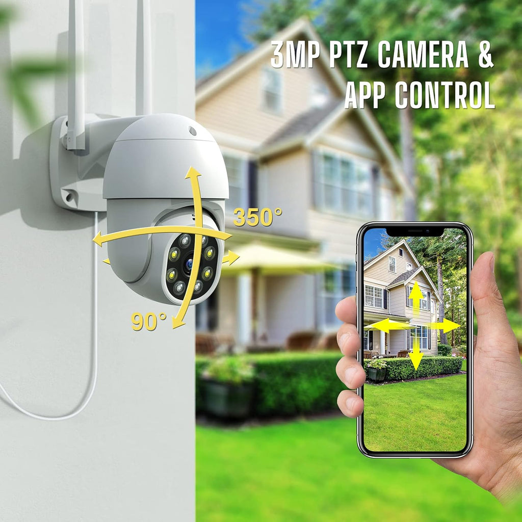 Wireless Security Camera Outdoor with 1TB Hard Drive, 3MP Night Vision, Two-Way Audio, IP66 Waterproof Y94003