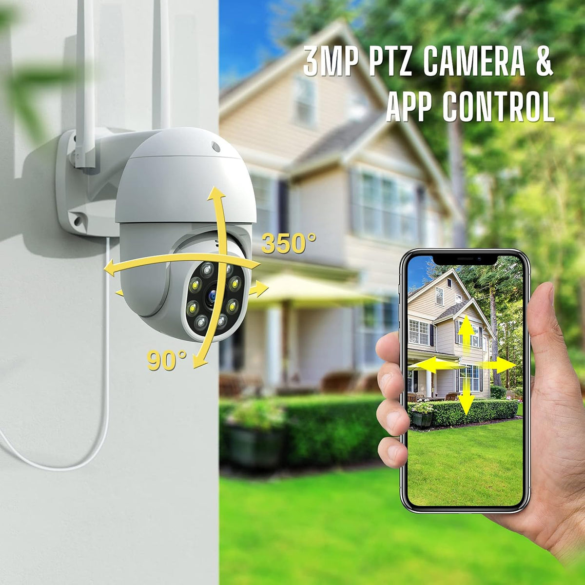 Wireless Security Camera Outdoor with 1TB Hard Drive, 3MP Night Vision, Two-Way Audio, IP66 Waterproof Y94003