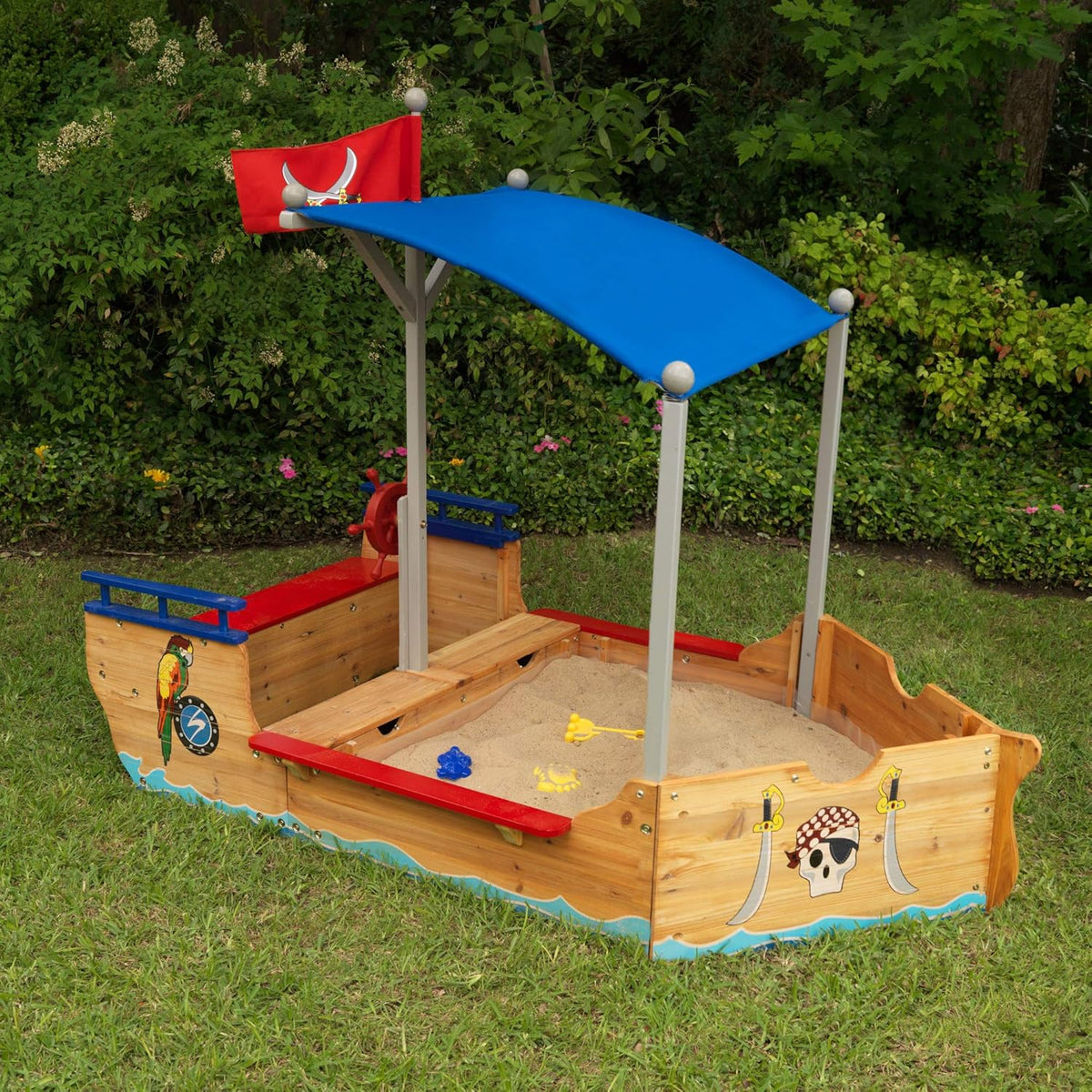 Wooden Pirate Sandbox with Canopy E2743