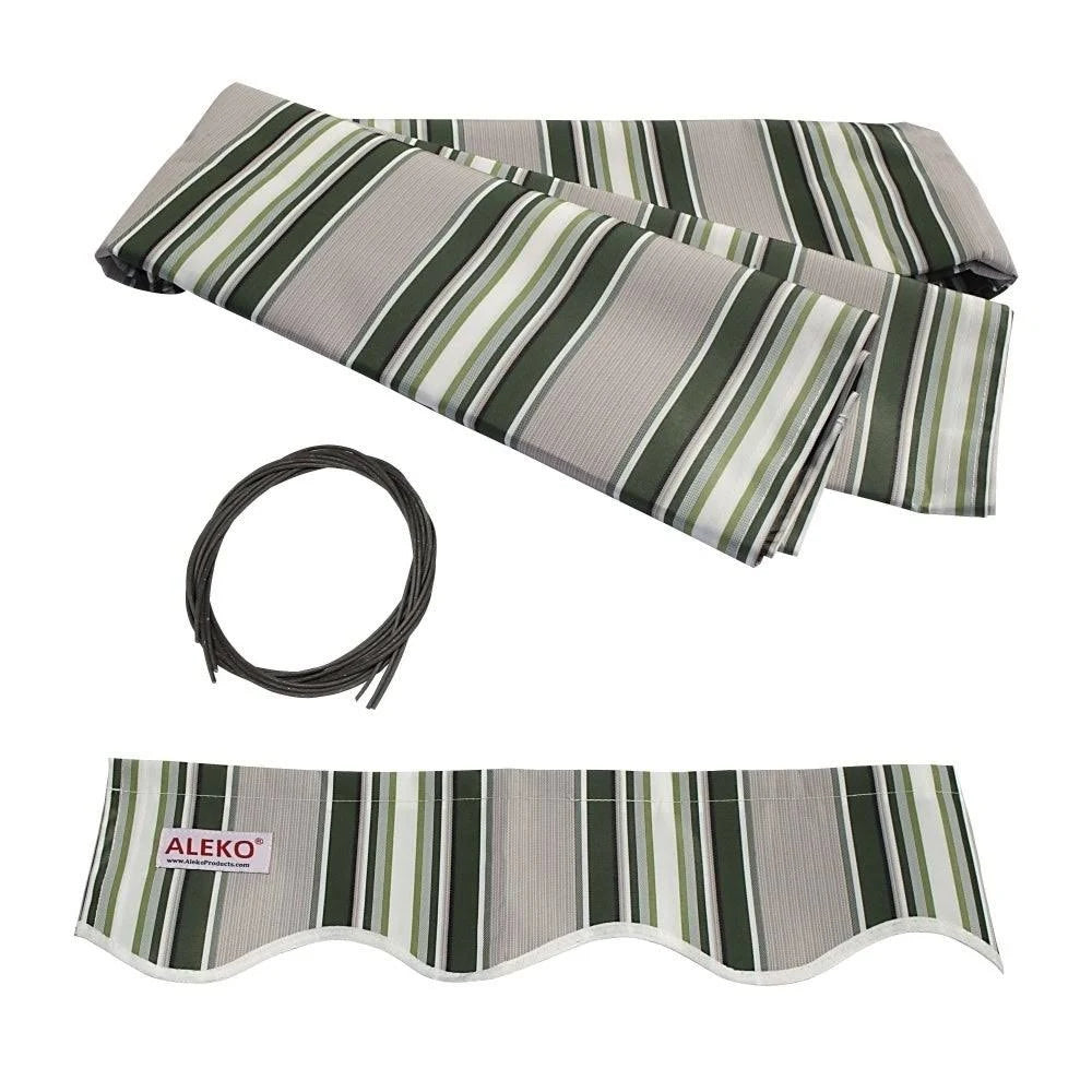 13 x 10 Feet Multi-Striped Green Retractable Patio Awning Y719
