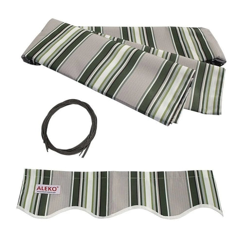13 x 10 Feet Multi-Striped Green Retractable Patio Awning Y719