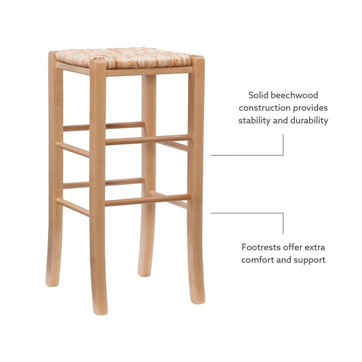 29.15" Traditional Wood Backless Bar Stool V6928