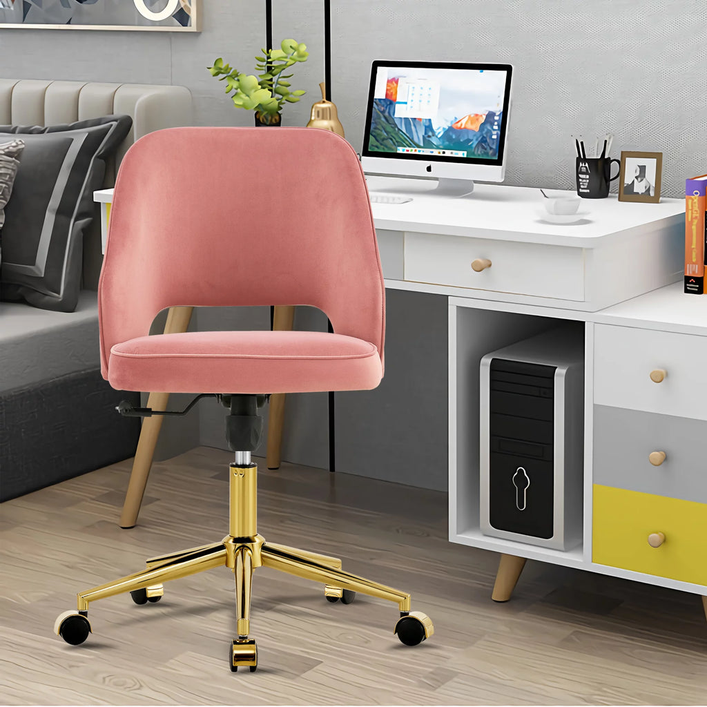Pink Velvet Adjustable Swivel Office Chair G506