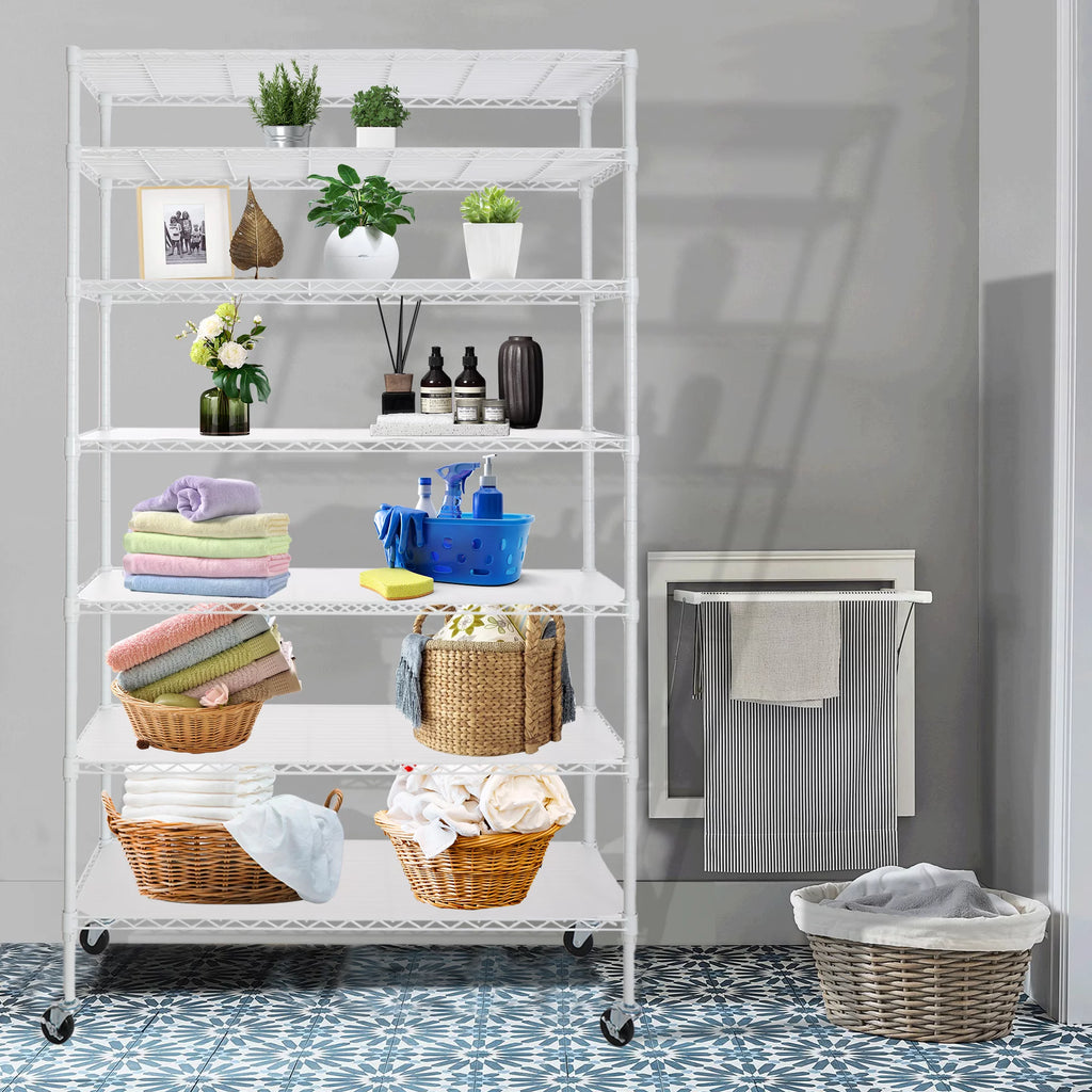 7-Tier 2450lbs Metal Shelving Unit with Wheels K521595