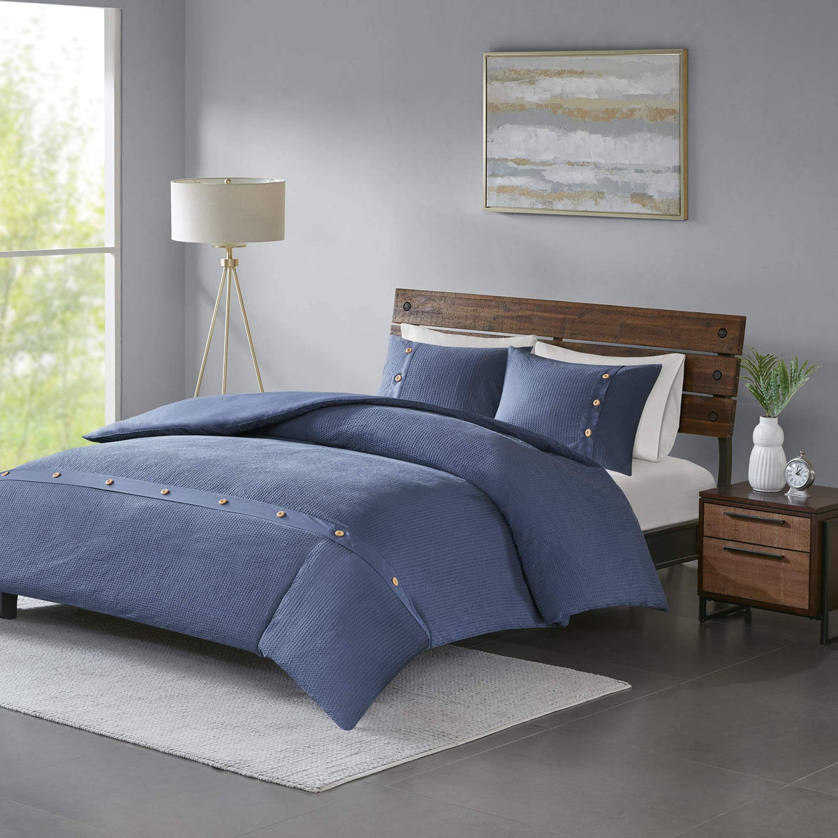 3 Piece Cotton Waffle Weave Duvet Cover Set Z2898