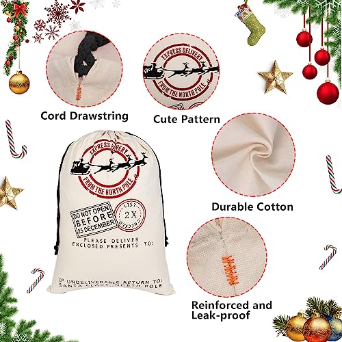 6 Pack Cotton Canvas Gift Bags With Drawstrings H38835