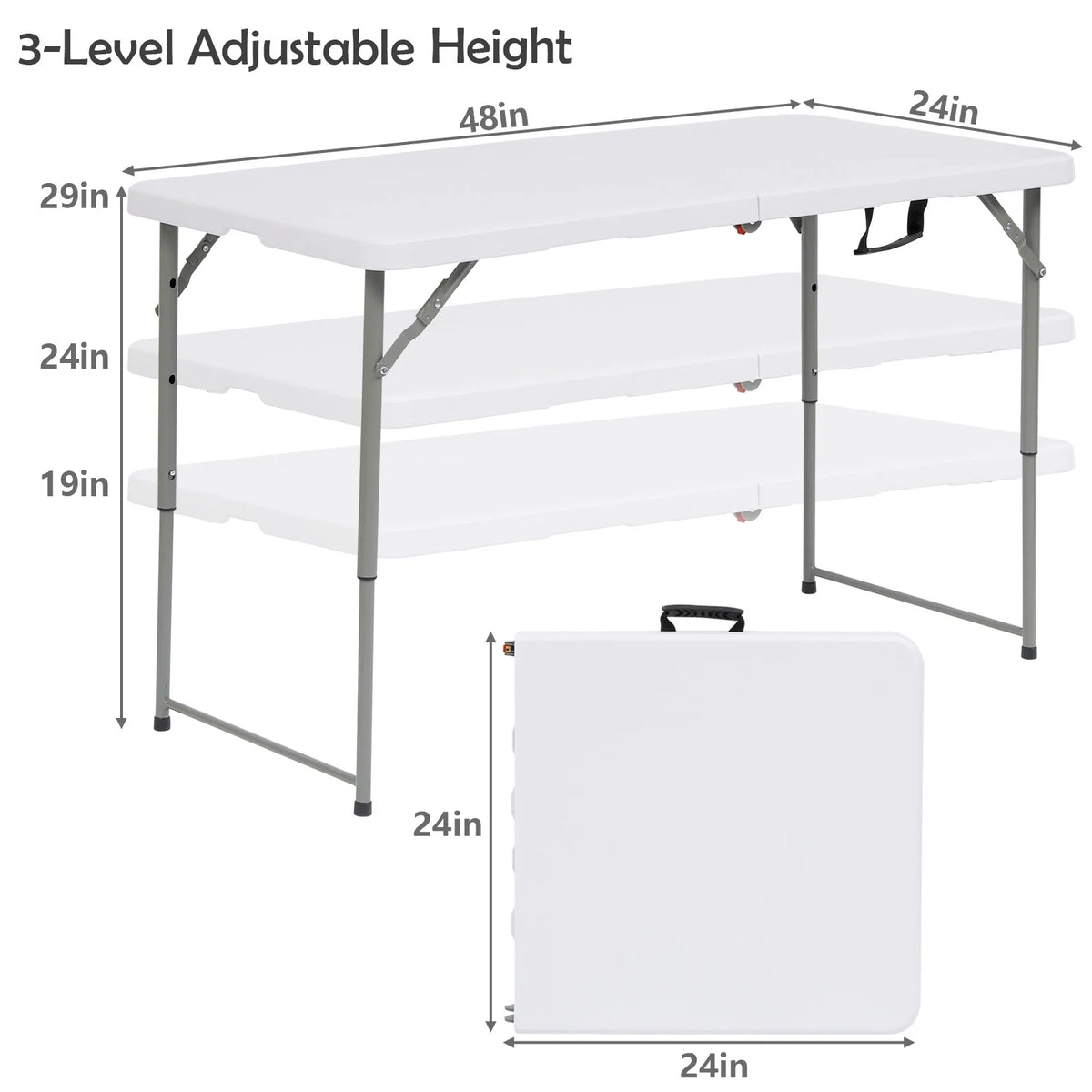 White 4 Foot Folding Table M5625