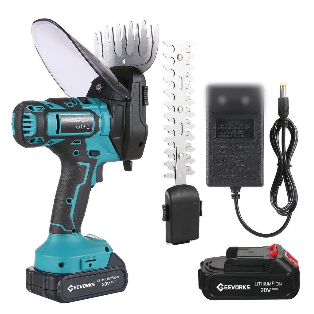 20V Cordless Grass Shears and Hedge Trimmers with 2pcs 2000mAh Battery Pack D90886