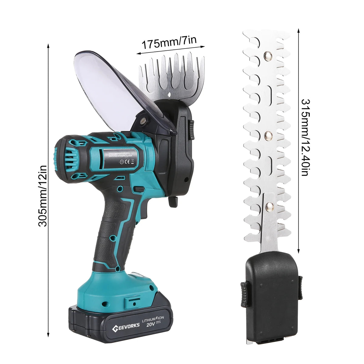 20V Cordless Grass Shears and Hedge Trimmers with 2pcs 2000mAh Battery Pack D90886