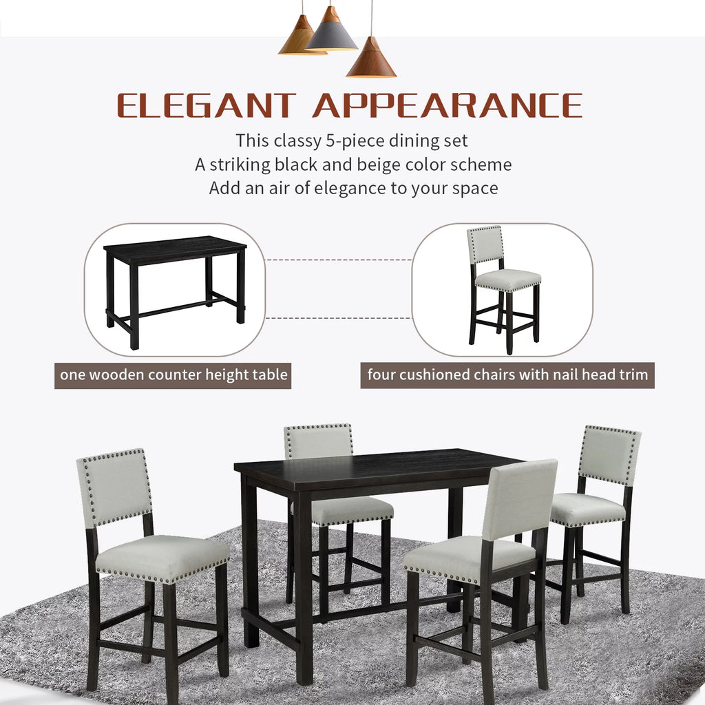 5 Piece Counter Height Bar Table with 4 Chairs L57298
