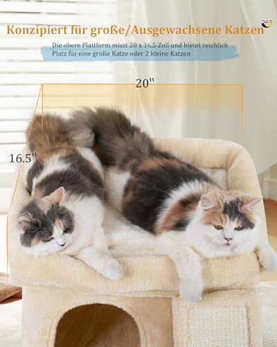Beige Cat Tree Tower with Perch and Scratching Post Q8630