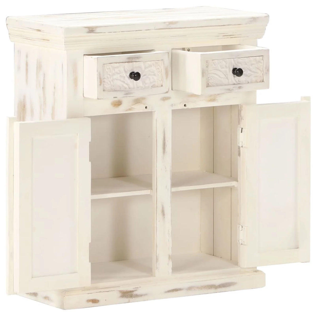 Mango Wood Storage Cabinet with 2 Drawers and 2 Doors W548512