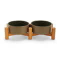 Ceramic & Bamboo Elevated Dog Double Diner B68012