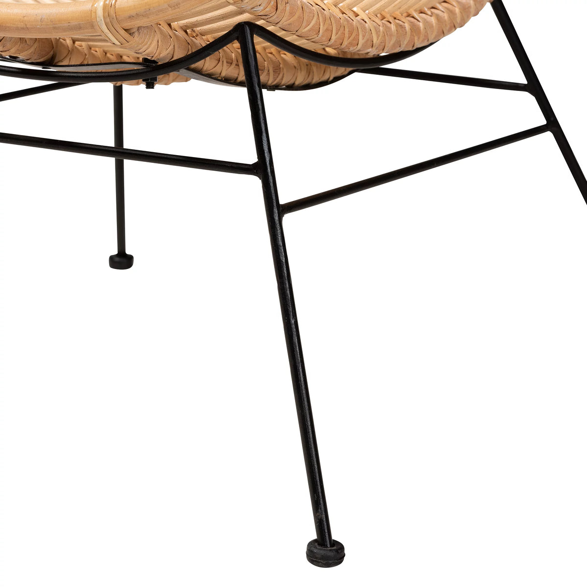 Natural Brown Rattan and Black Metal Accent Chair U7423