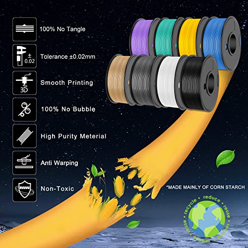 250g PLA Filament 1.75mm 8 Rolls Multicolor Y24091