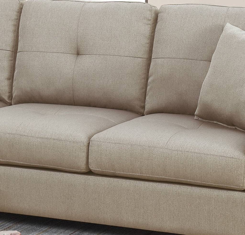 Beige Tufted Cushion Sectional Sofa Chaise T88587