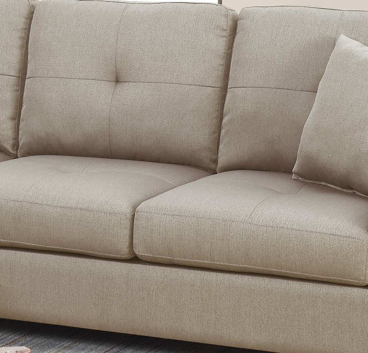 Beige Tufted Cushion Sectional Sofa Chaise T88587