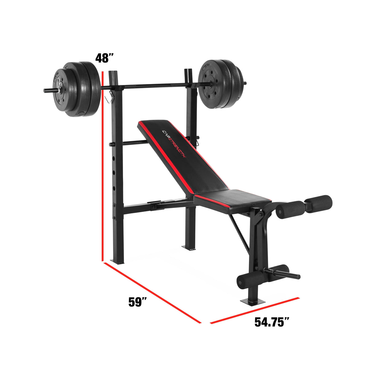 Adjustable Weight Bench with Rack and 90 lb Vinyl Weight Set J9293