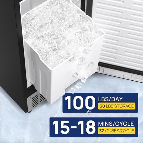 15 Inch Stainless Steel Built-in Freestanding Ice Maker with 30lbs Storage Bin O9508