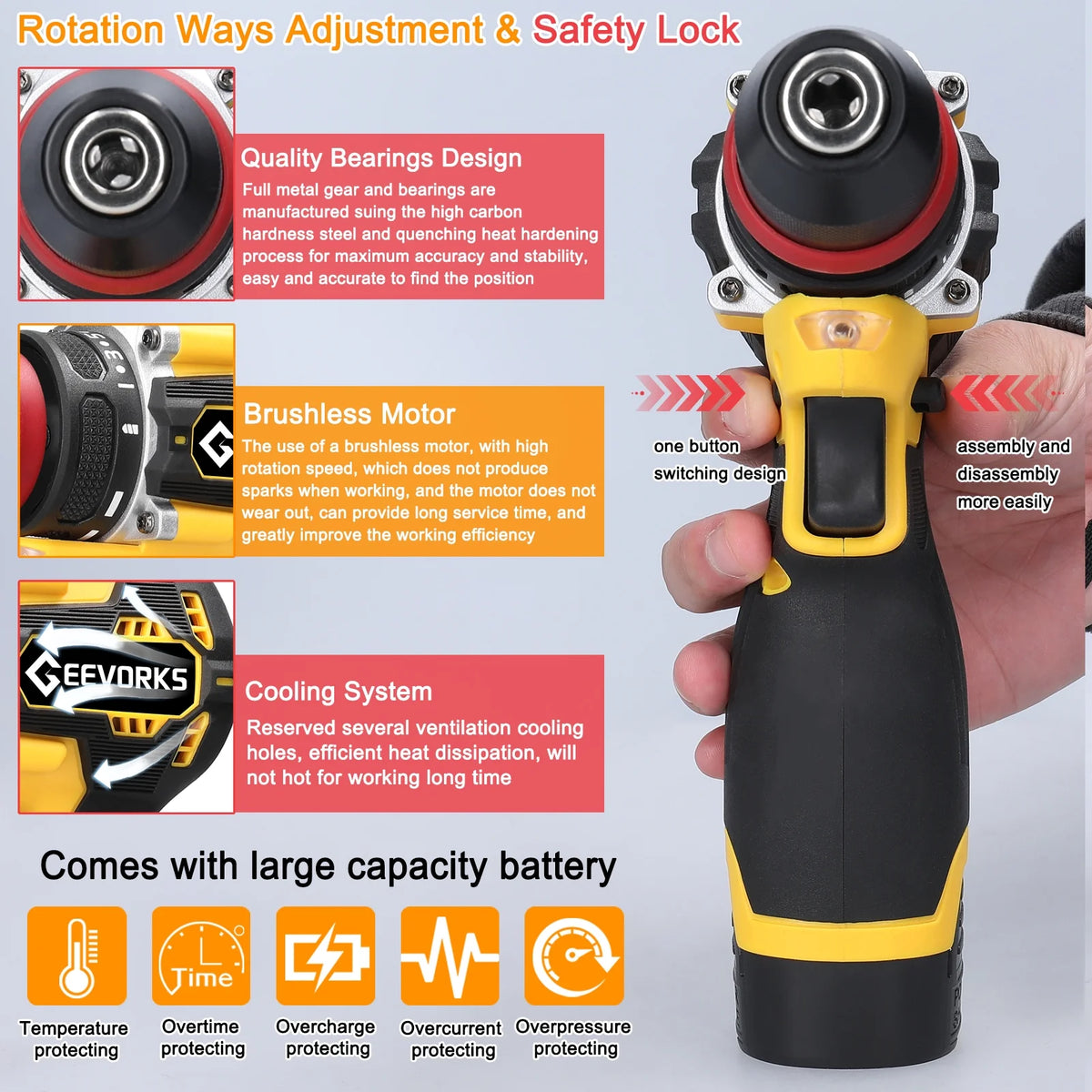 16.8V 2in1 Lithium Electric Screwdriver 45Nm Torque O575579