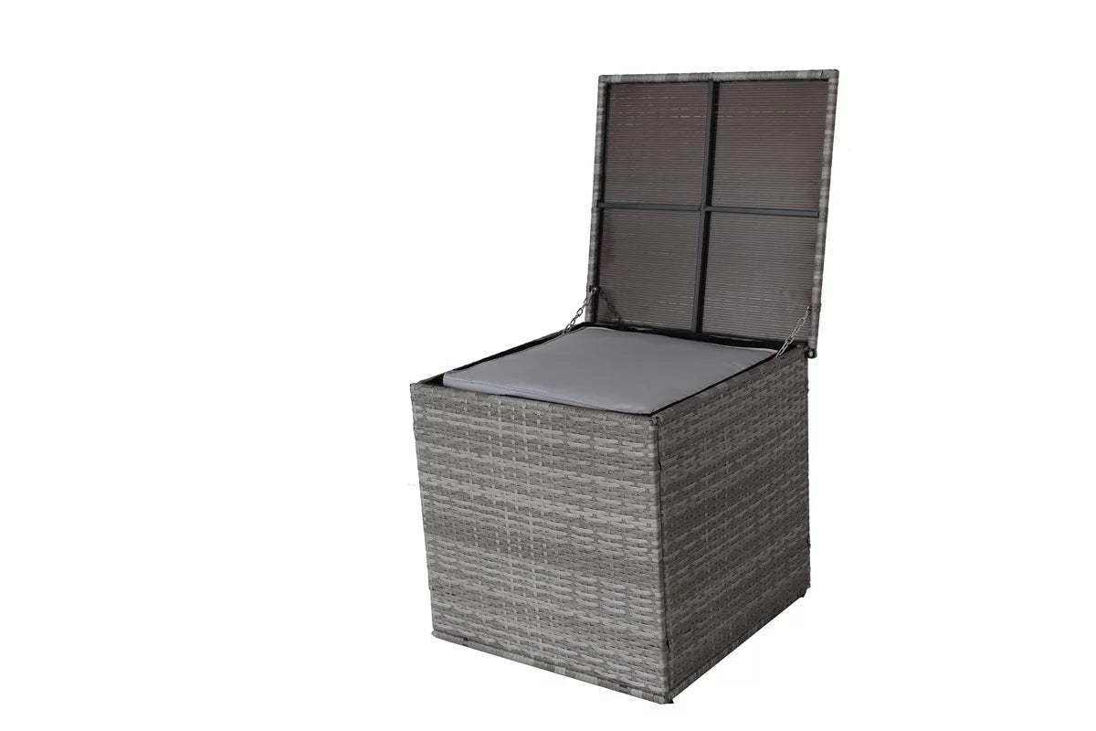 4 Pieces All Weather Wicker Rattan Patio Sectional Sofa Set with Storage Box & Ottoman, Gray G5783