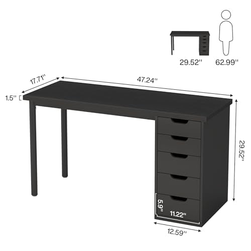47 inches Computer Desk with 5 Drawers J280
