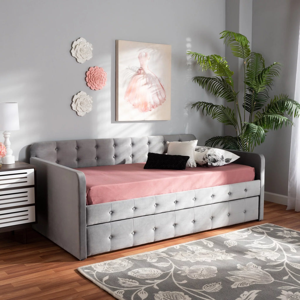 Grey Twin Daybed with Trundle S17666