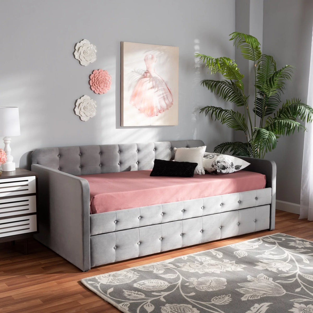 Grey Twin Daybed with Trundle S17666