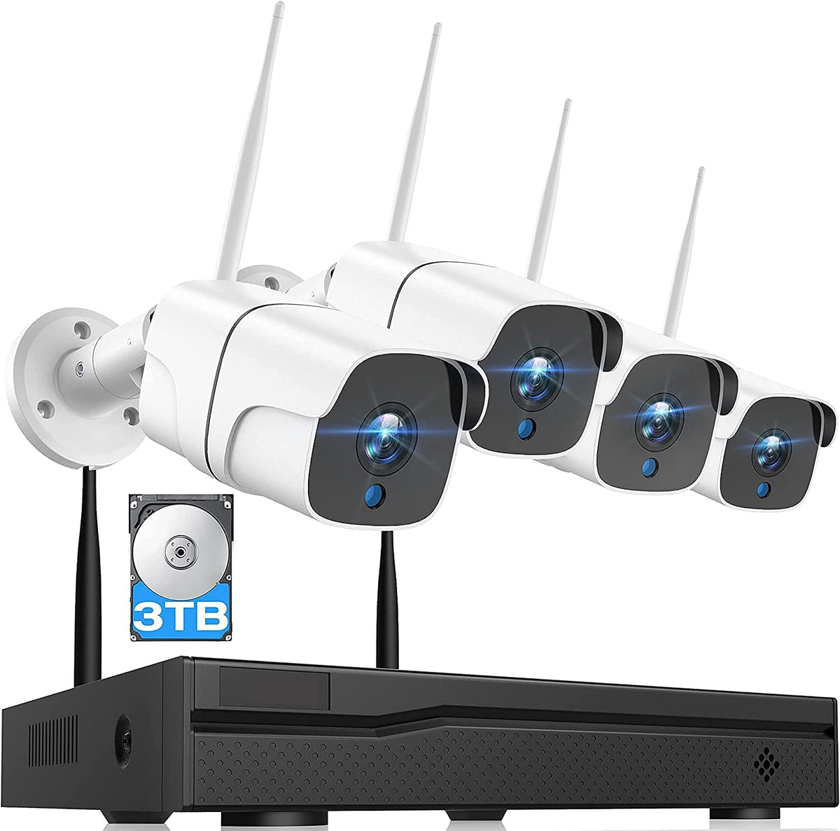 Wireless Security Camera Outdoor with 1TB Hard Drive, 3MP Night Vision, Two-Way Audio, IP66 Waterproof Y94003