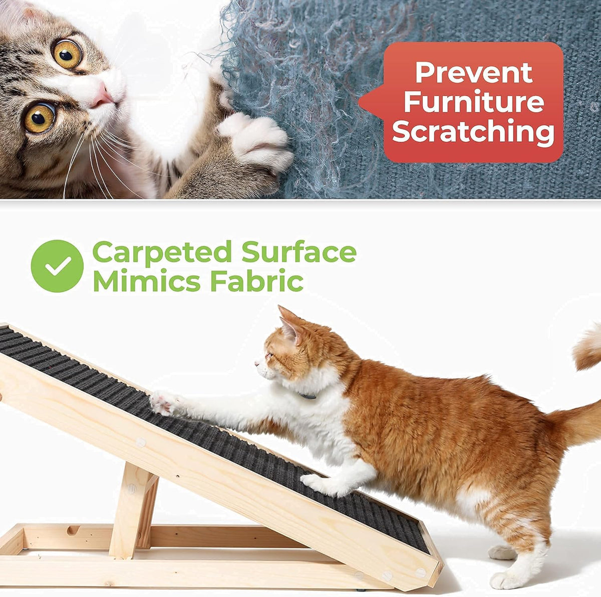 2-in-1 Cat Ramp & Cat Scratcher with Replaceable Carpet G859